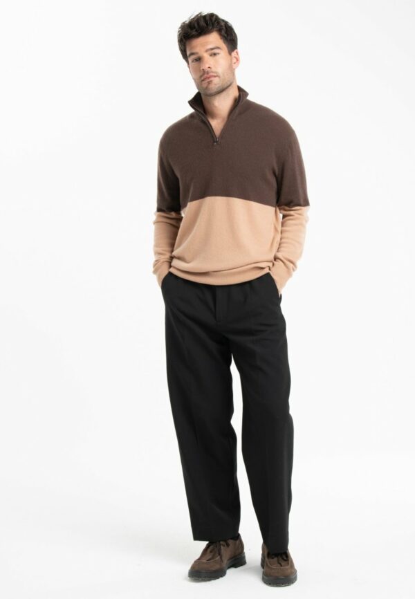 pull camionneur cachemire marron/camel clair homme gabi 2