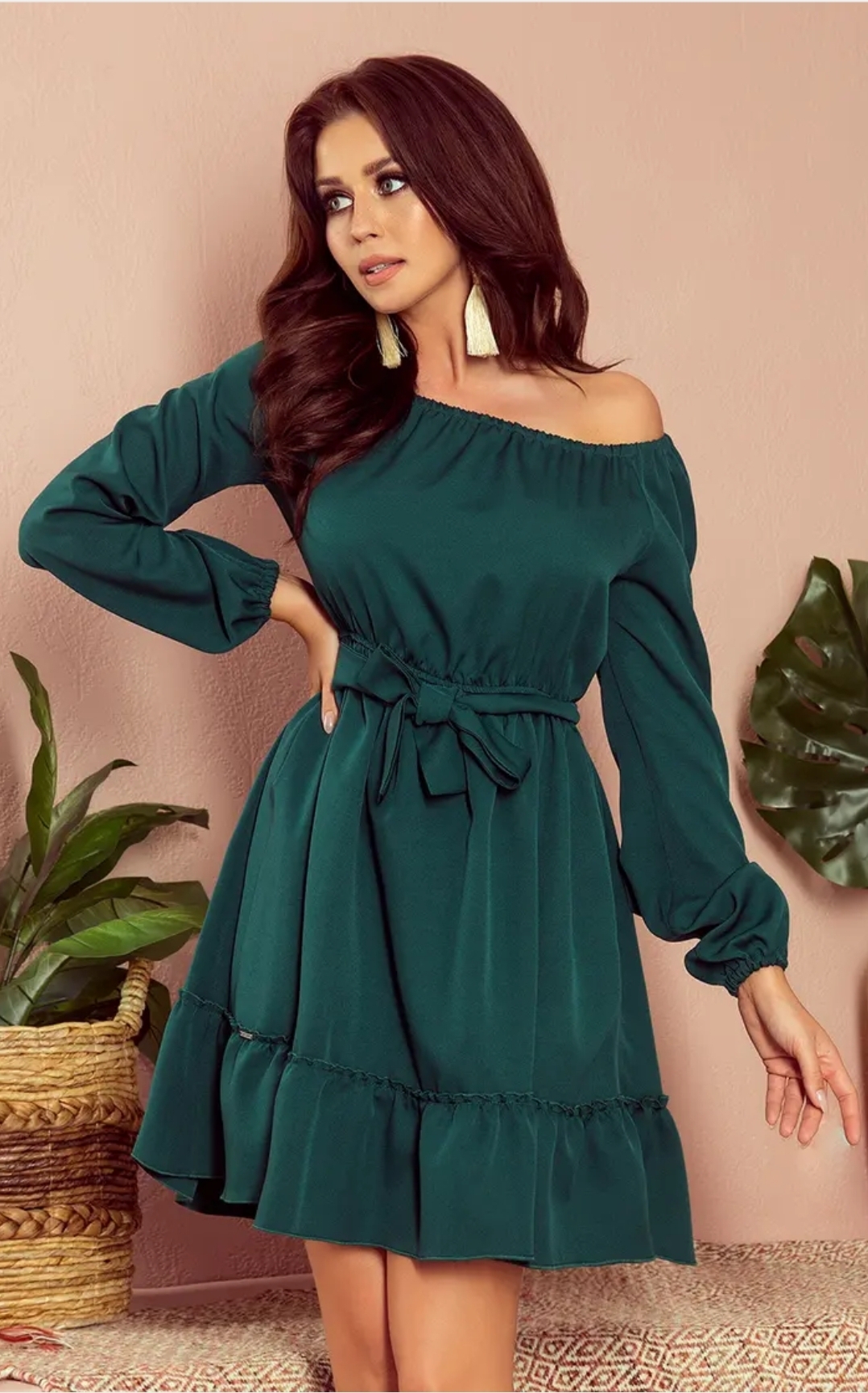 Robe Daisy Numoco 265-1 Verte Volants - Élégante Sophistiquée