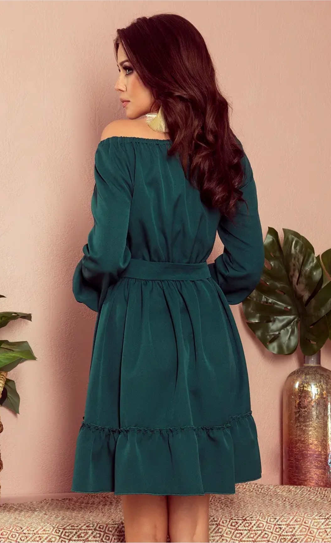 Robe Daisy Numoco 265-1 Verte Volants - Élégante Sophistiquée – Image 2