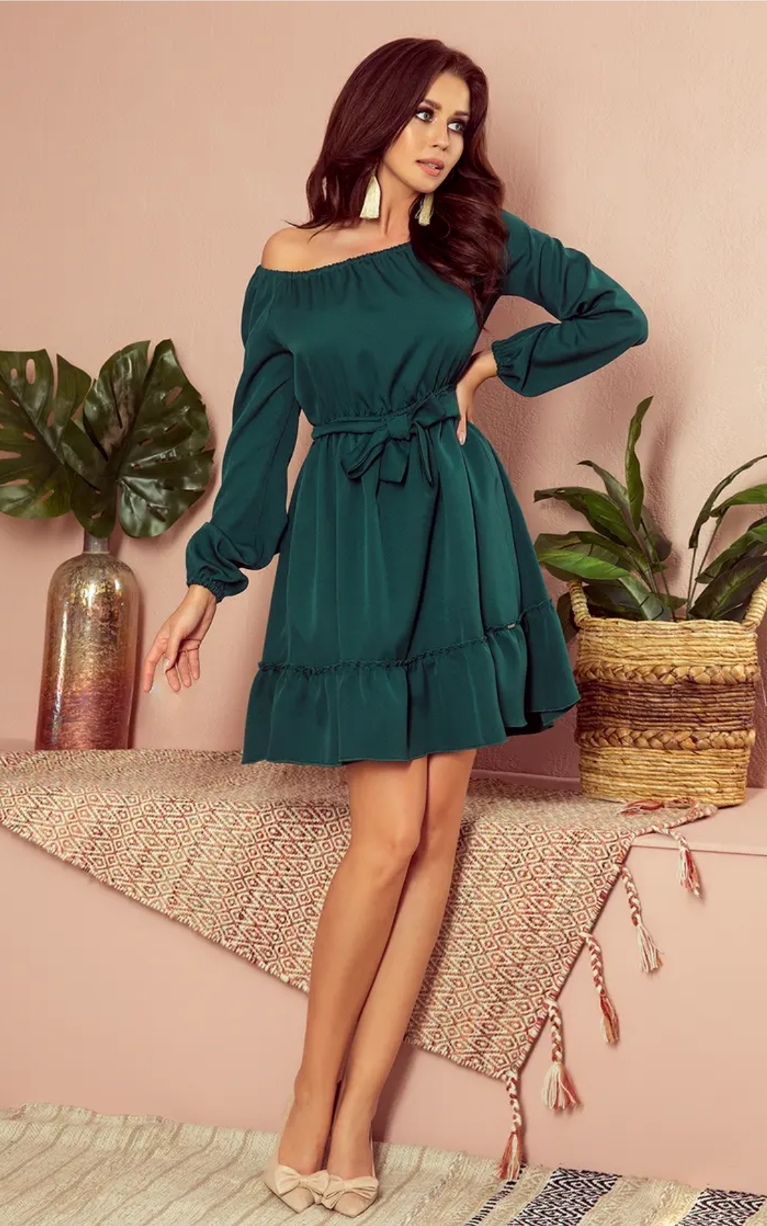 Robe Daisy Numoco 265-1 Verte Volants - Élégante Sophistiquée – Image 4