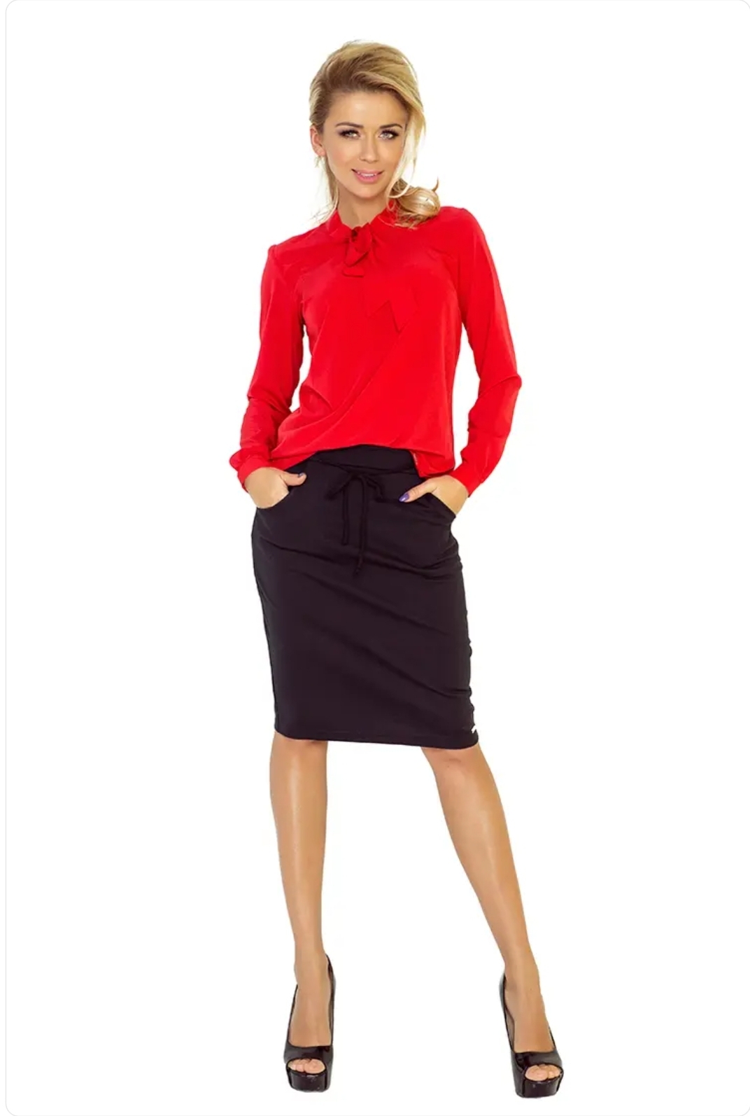 Blouse Numoco avec Cordon - Rouge 140-3 – Image 3