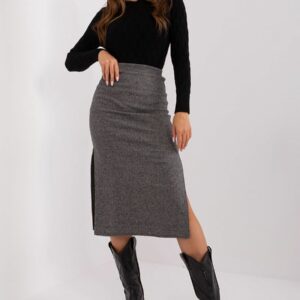Jupe midi en maille femme – Style peplum, coton stretch