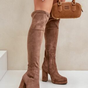 Bottes Hautes Femme Jezzzi en Suédine Écologique