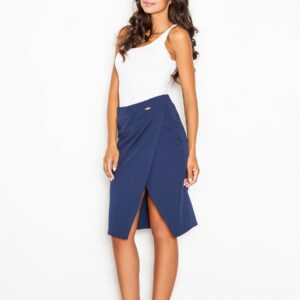 Jupe femme jusqu’aux genoux – Fente sexy côté, coton stretch