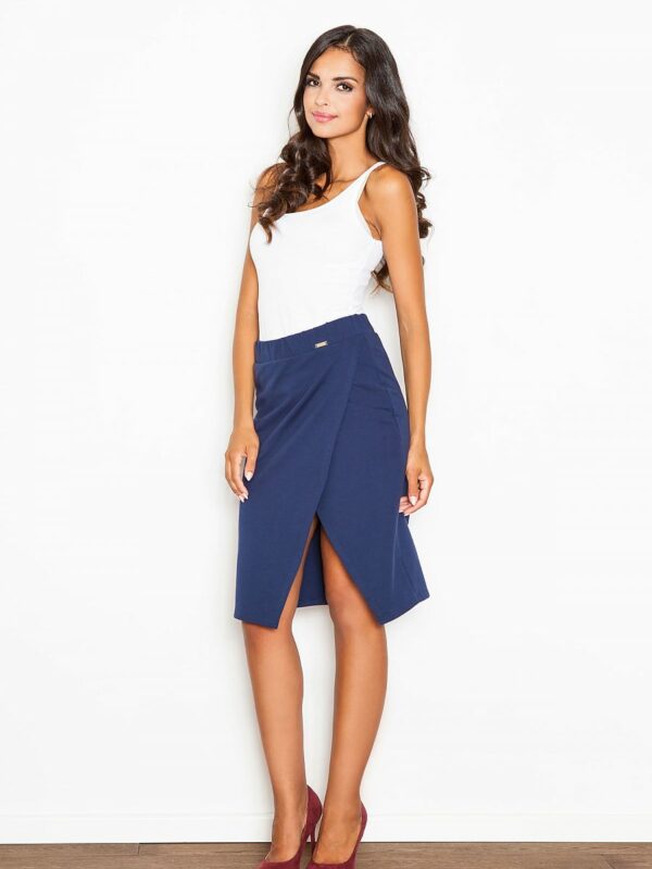 Jupe femme jusqu’aux genoux – Fente sexy côté, coton stretch