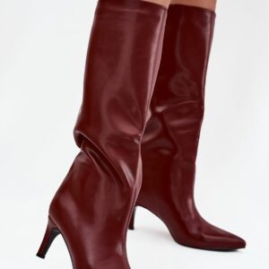 Bottes Femme Bordeau en Cuir Synthétique – Style Chic
