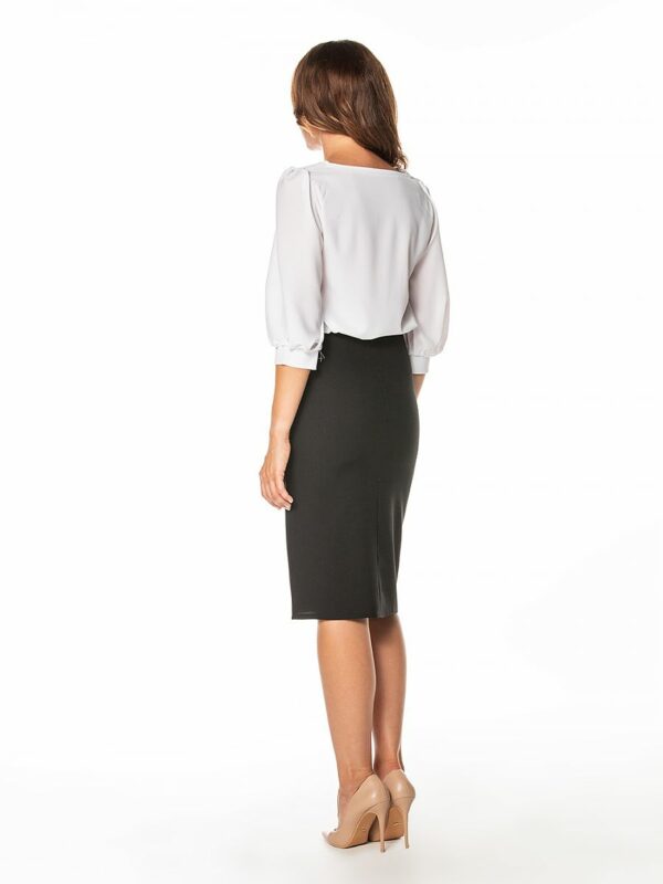 Jupe crayon midi élégante avec fente – Polyester stretch