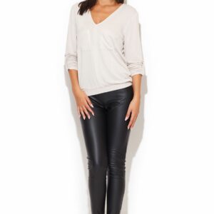 Pantalon femme simili cuir noir zippé – Effet seconde peau, détails dorés