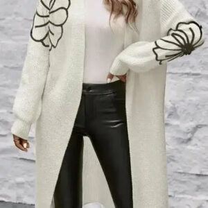 Cardigan Long Femme à Broderies – Élégance et Style