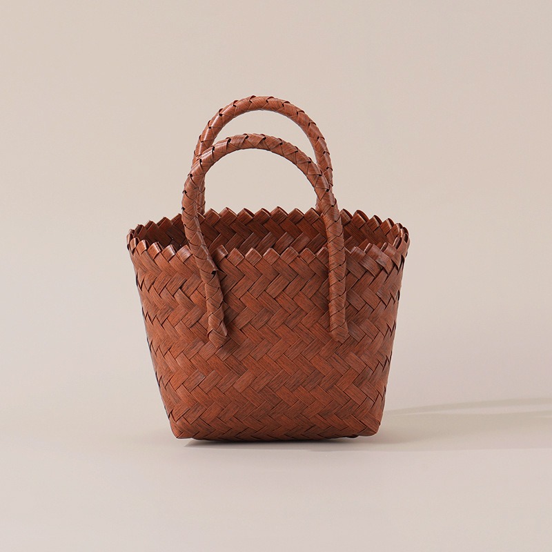 Sac en Paille Tressé Femme Élégant 2026 – Sac Cabas Style Rotin avec Anse Bambou – Dropvet sac en paille tressé femme