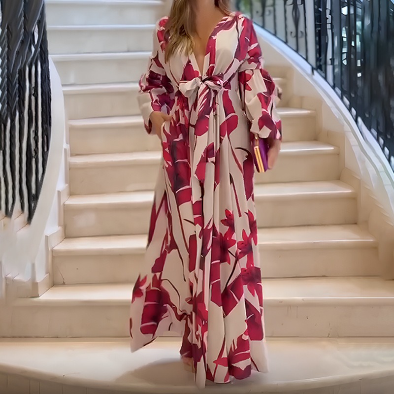 Robe Longue Fleurie Femme Asymétrique Élégante 2026 – Dropvet robe longue fleurie femme