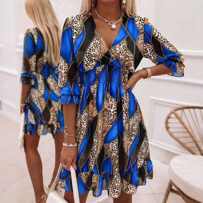 Robe Fleurie Courte Femme Élégante Col V Taille Haute Chic 2026 – Dropvet Robe Fleurie Courte Femme Élégante Col V Taille Haute Chic 2026 – Image 4
