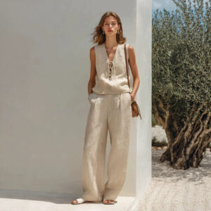 ensemble femme lin sans manches
