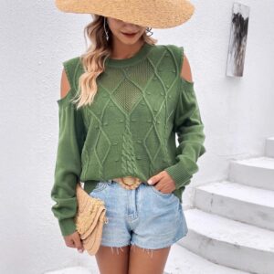 pull femme kaki