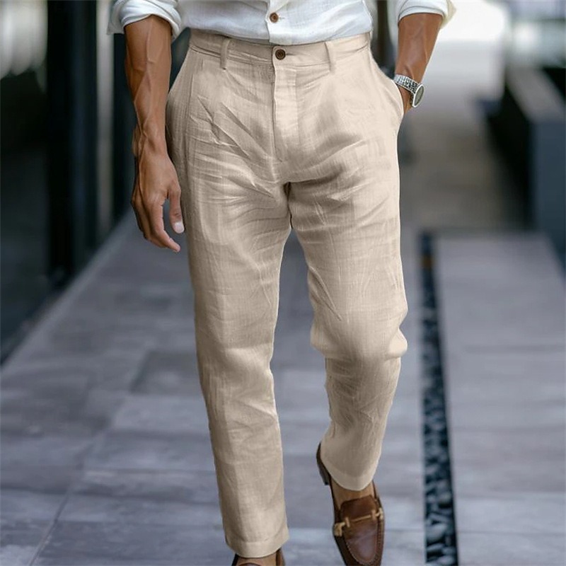 Pantalon en Lin Homme Uni Respirant élégant – 7 Coloris – Dropvet Pantalon en Lin Homme Uni Respirant élégant – 7 Coloris – Image 4