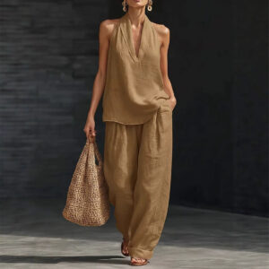 ensemble femme lin épaules dénudées