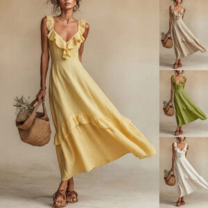 robe longue femme à volants