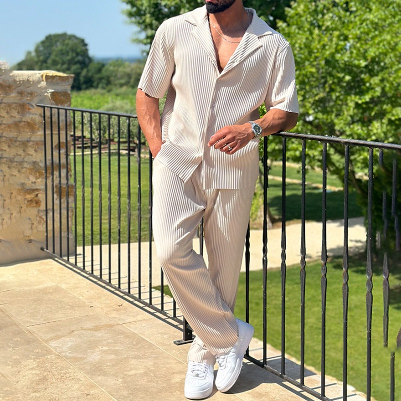 Ensemble Costume Homme Rayé élégant – 2 Pièces Assorties – Dropvet Ensemble Costume Homme Rayé élégant – 2 Pièces Assorties – Image 4