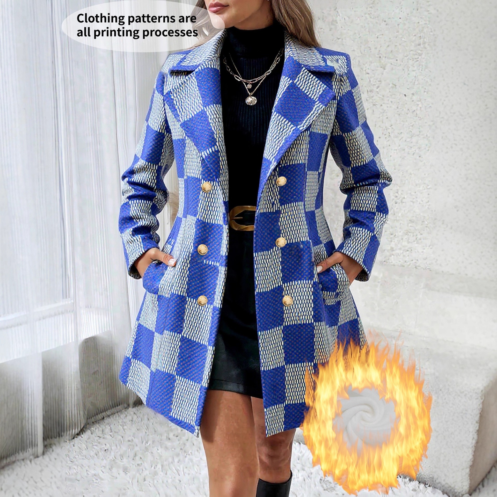 Manteau à carreaux femme grande taille Élégant 2026 – Doublé polaire chic – Dropvet Manteau à carreaux femme grande taille Élégant 2026 – Doublé polaire chic – Image 5