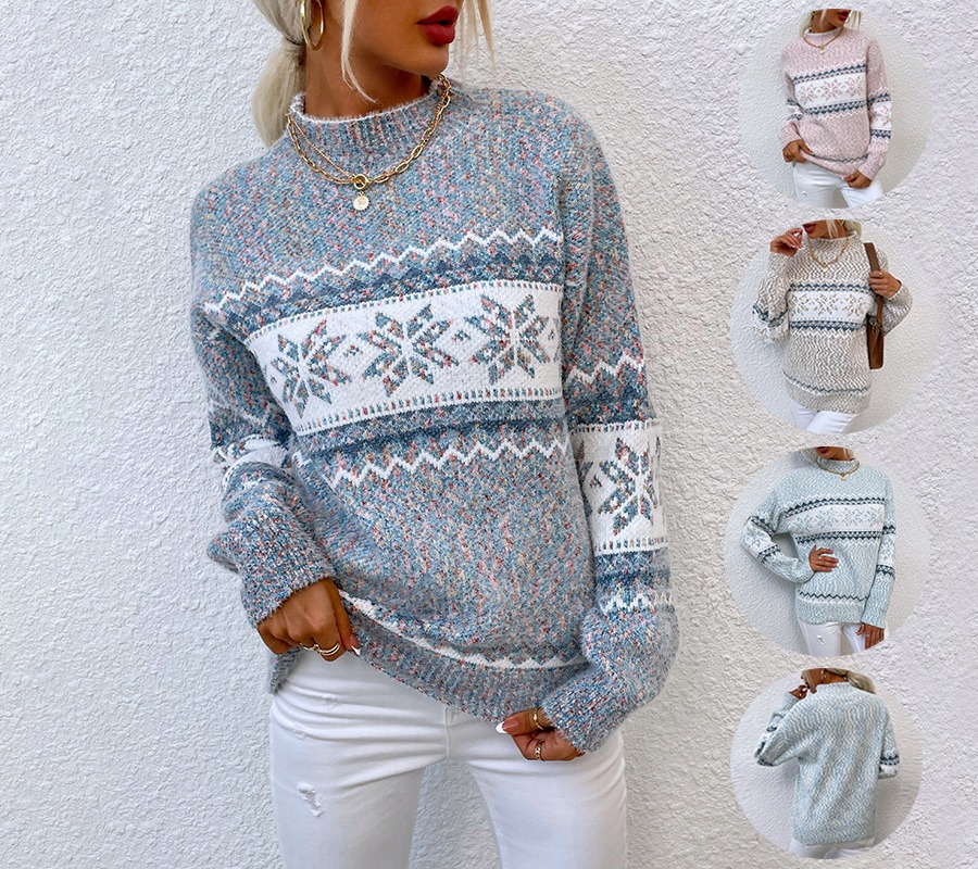 Pull Flocon de Neige Femme Festif en 4 Tailles – Dropvet pull flocon de neige femme