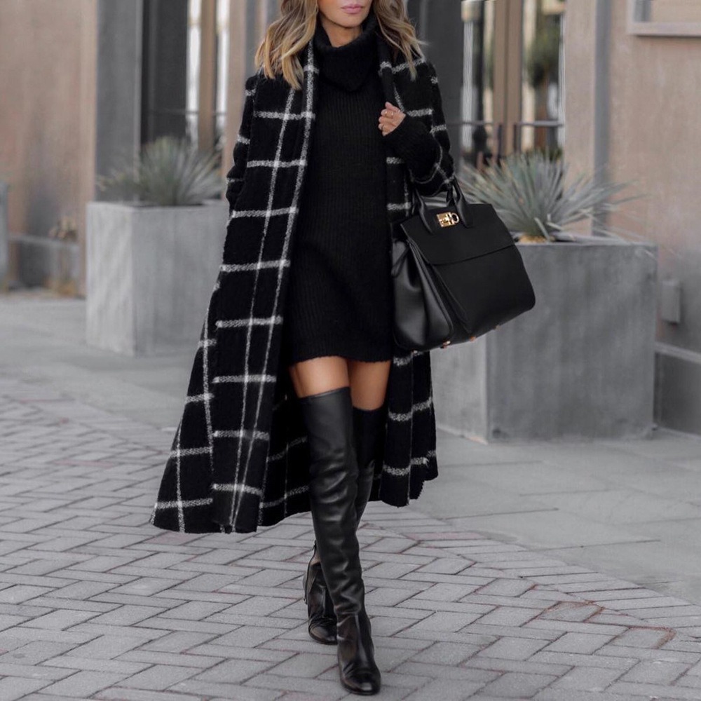 Manteau à carreaux femme long – Style Chic Hiver 2026 – Dropvet Manteau à carreaux femme long – Style Chic Hiver 2026 – Image 4