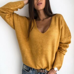 pull col v oversize femme