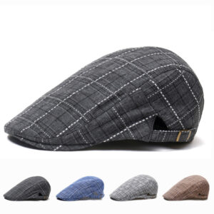 casquette plate homme à carreaux