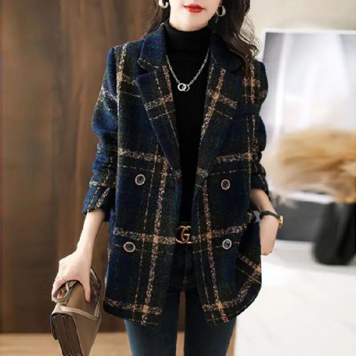 veste femme carreaux patchwork Élégante – 6 Tailles – Dropvet veste femme carreaux patchwork Élégante – 6 Tailles – Image 6