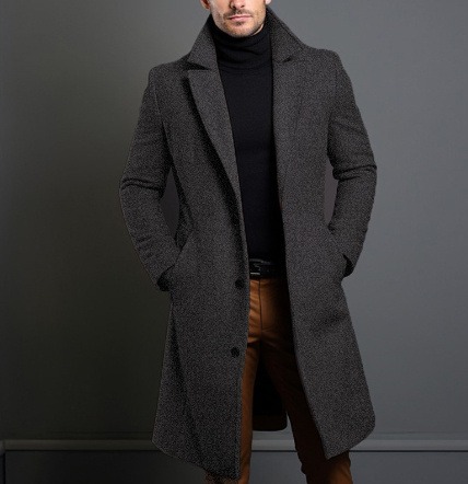 Manteau Long Col Lapel Homme Sublime – 6 Tailles – Dropvet Manteau Long Col Lapel Homme Sublime – 6 Tailles – Image 8