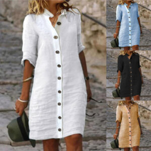robe chemise femme col V