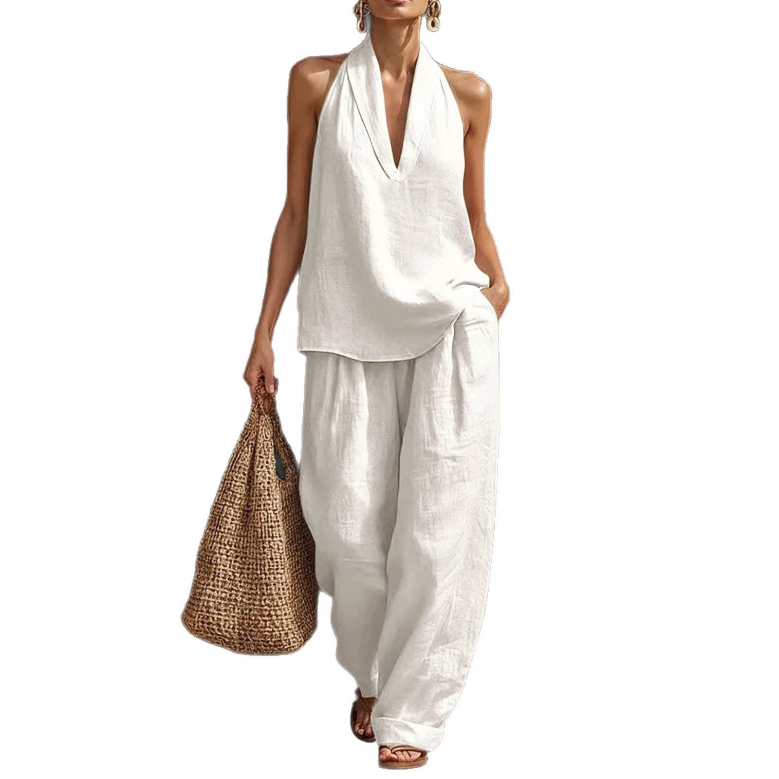 Ensemble Femme Lin Épaules Dénudées – 8 Coloris – Dropvet Ensemble Femme Lin Épaules Dénudées – 8 Coloris – Image 6