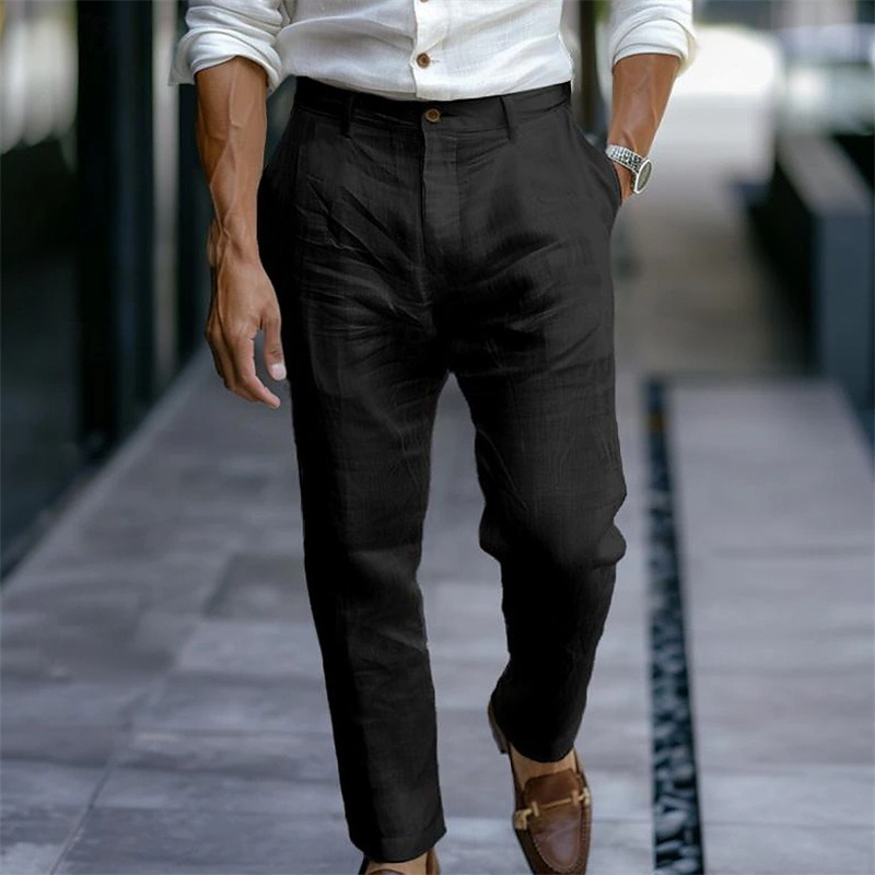 Pantalon en Lin Homme Uni Respirant élégant – 7 Coloris – Dropvet Pantalon en Lin Homme Uni Respirant élégant – 7 Coloris – Image 10