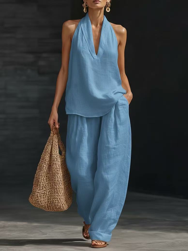 Ensemble Femme Lin Épaules Dénudées – 8 Coloris – Dropvet Ensemble Femme Lin Épaules Dénudées – 8 Coloris – Image 5
