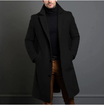 Manteau Long Col Lapel Homme Sublime – 6 Tailles – Dropvet Manteau Long Col Lapel Homme Sublime – 6 Tailles – Image 4