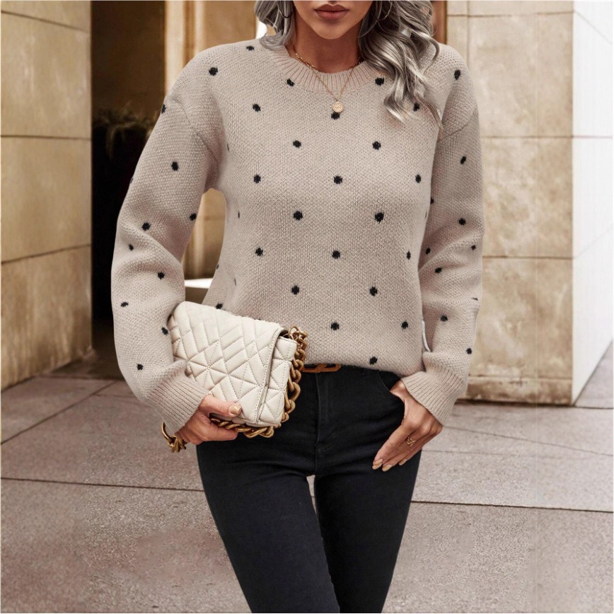 Pull femme à pois élégant 2026 Maille douce manches longues – Dropvet Pull femme à pois élégant 2026 Maille douce manches longues – Image 10