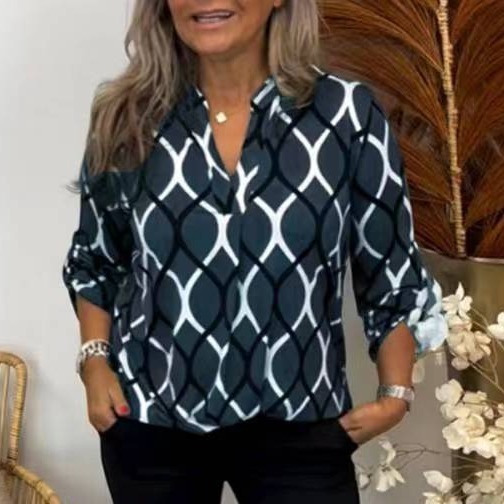Chemise Femme Imprimé Géométrique Chic – 6 Tailles – Dropvet Chemise Femme Imprimé Géométrique Chic – 6 Tailles – Image 4