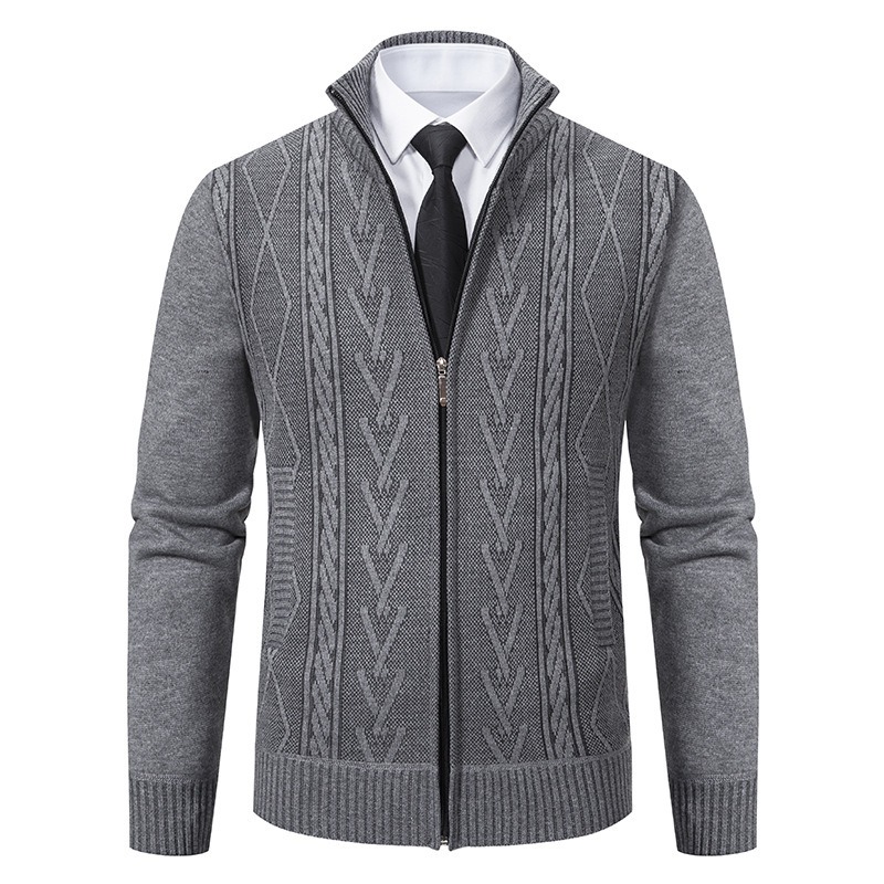 Cardigan homme col montant zippé élégant – 4 coloris – Dropvet Cardigan homme col montant zippé élégant – 4 coloris – Image 2