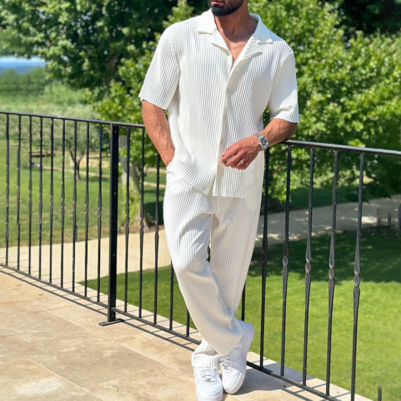Ensemble Costume Homme Rayé élégant – 2 Pièces Assorties – Dropvet Ensemble Costume Homme Rayé élégant – 2 Pièces Assorties – Image 2