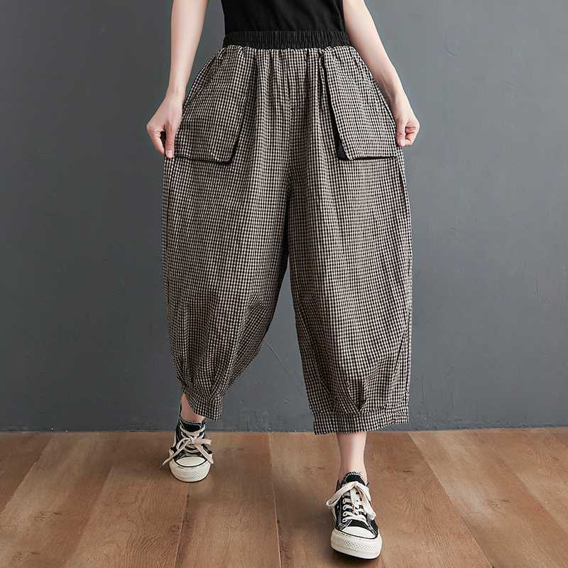 Pantalon Bouffant Femme Carreaux 4 Tailles – Style Unique – Dropvet Pantalon Bouffant Femme Carreaux 4 Tailles – Style Unique – Image 4