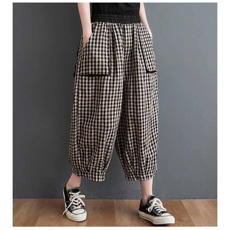 Pantalon Bouffant Femme Carreaux 4 Tailles – Style Unique – Dropvet Pantalon Bouffant Femme Carreaux 4 Tailles – Style Unique – Image 5