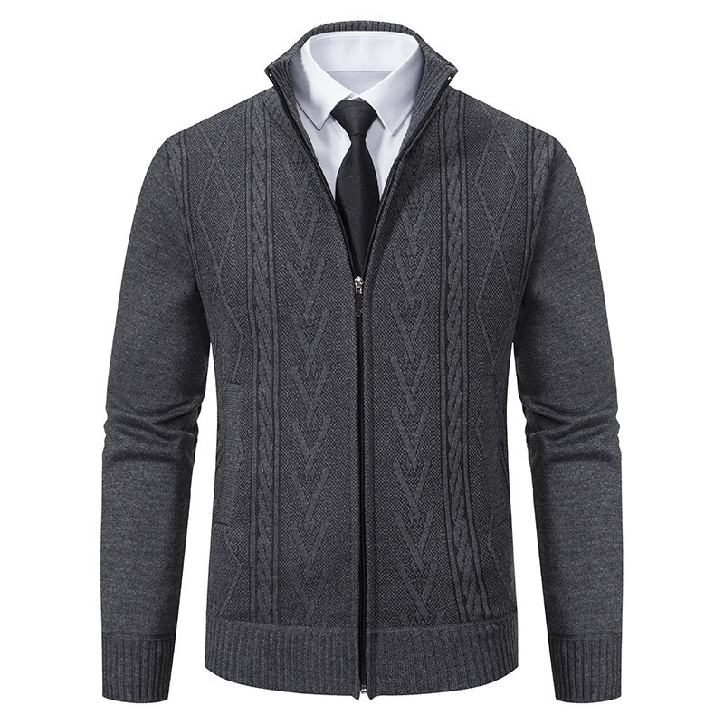 Cardigan homme col montant zippé élégant – 4 coloris – Dropvet Cardigan homme col montant zippé élégant – 4 coloris – Image 3