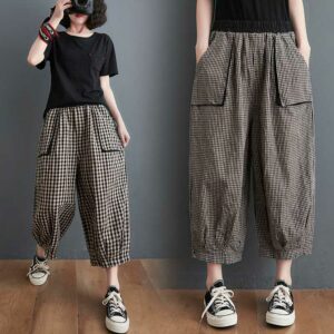 pantalon bouffant femme carreaux