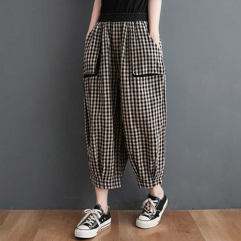 Pantalon Bouffant Femme Carreaux 4 Tailles – Style Unique – Dropvet Pantalon Bouffant Femme Carreaux 4 Tailles – Style Unique – Image 2