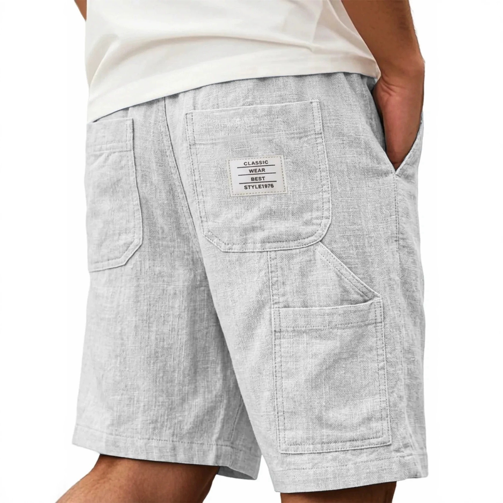 Short Homme Texture Lin : 6 Tailles au Rendu Authentique – Dropvet Short Homme Texture Lin : 6 Tailles au Rendu Authentique – Image 2