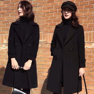 manteau long noir femme