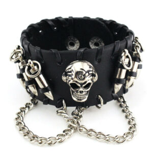 bracelet cuir tête de mort