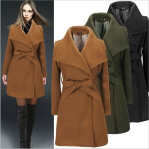 manteau femme laine ceinturé