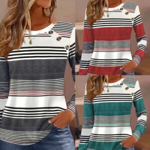 pull femme rayé boutonné manches longues