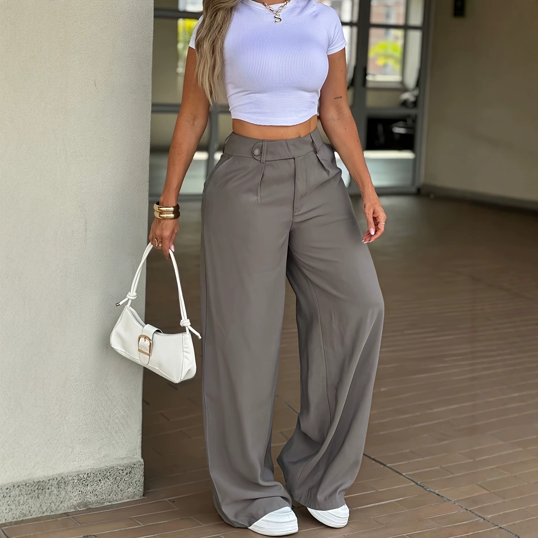 Pantalon Droit Femme Relaxed 5 Tailles – Style Fluide – Dropvet Pantalon Droit Femme Relaxed 5 Tailles – Style Fluide – Image 2