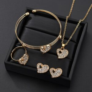 parure cœur strass femme